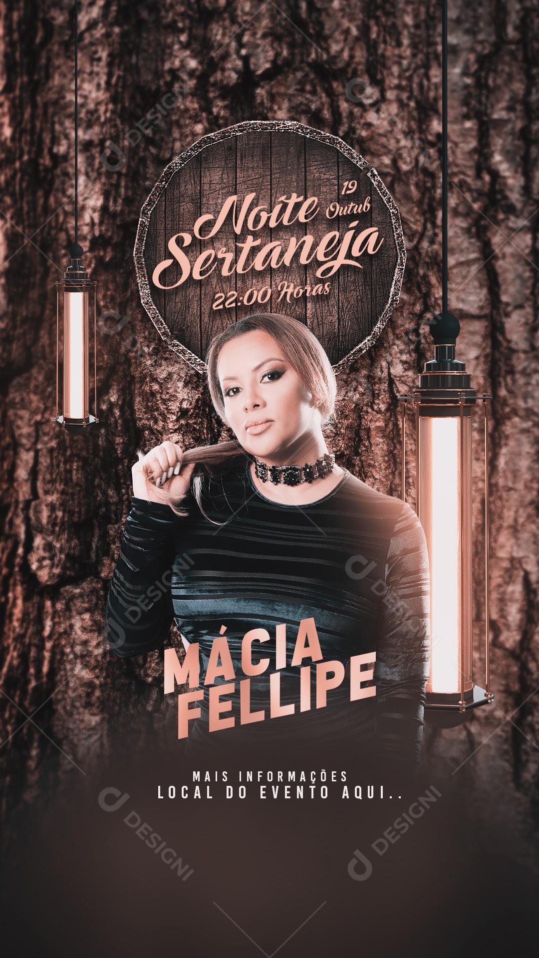 Flyer Show Noite Sertaneja Márcia Fellipe Cantora Social Media PSD Editável