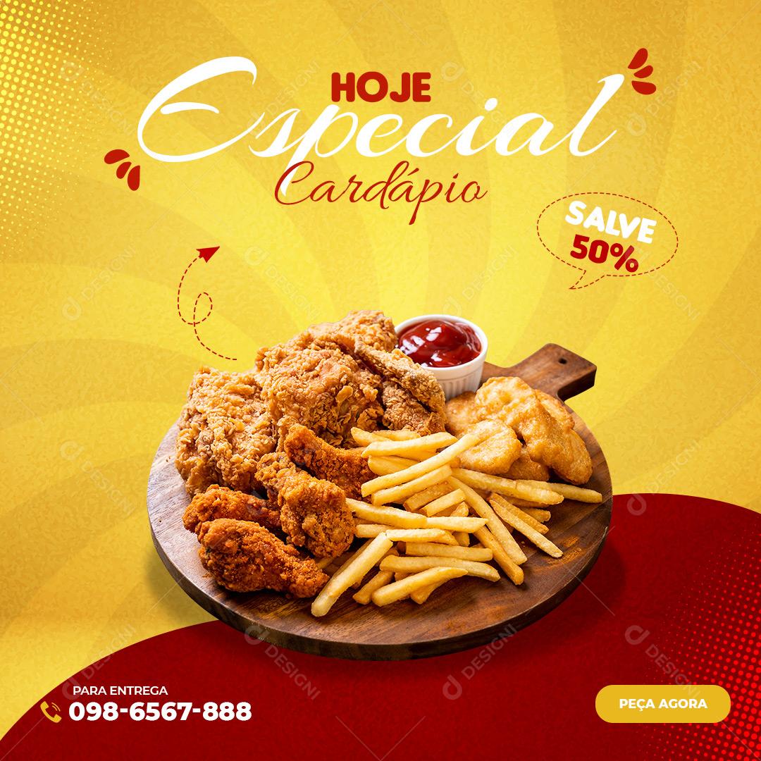 Social Media Hoje Especial Cardápio Porção Fritas Batatas PSD Editável