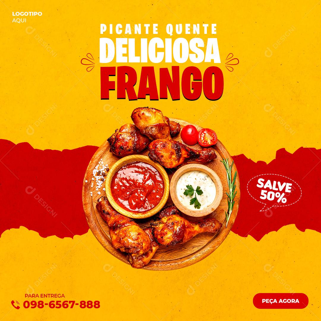 Social Media Restaurante Lanchonete Picante Quente Deliciosa Frango PSD Editável