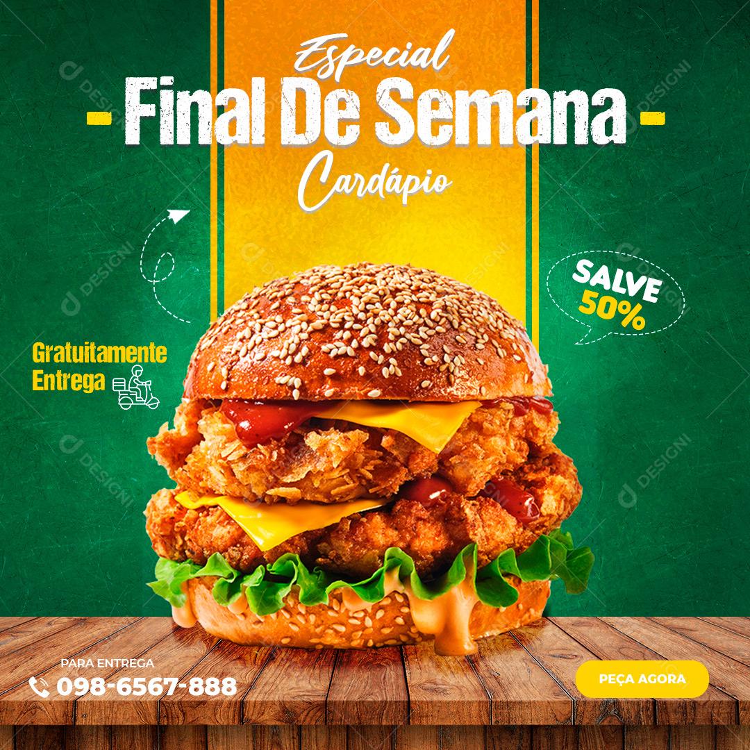 Social Media Feed Weekend Special Burger PSD Editable