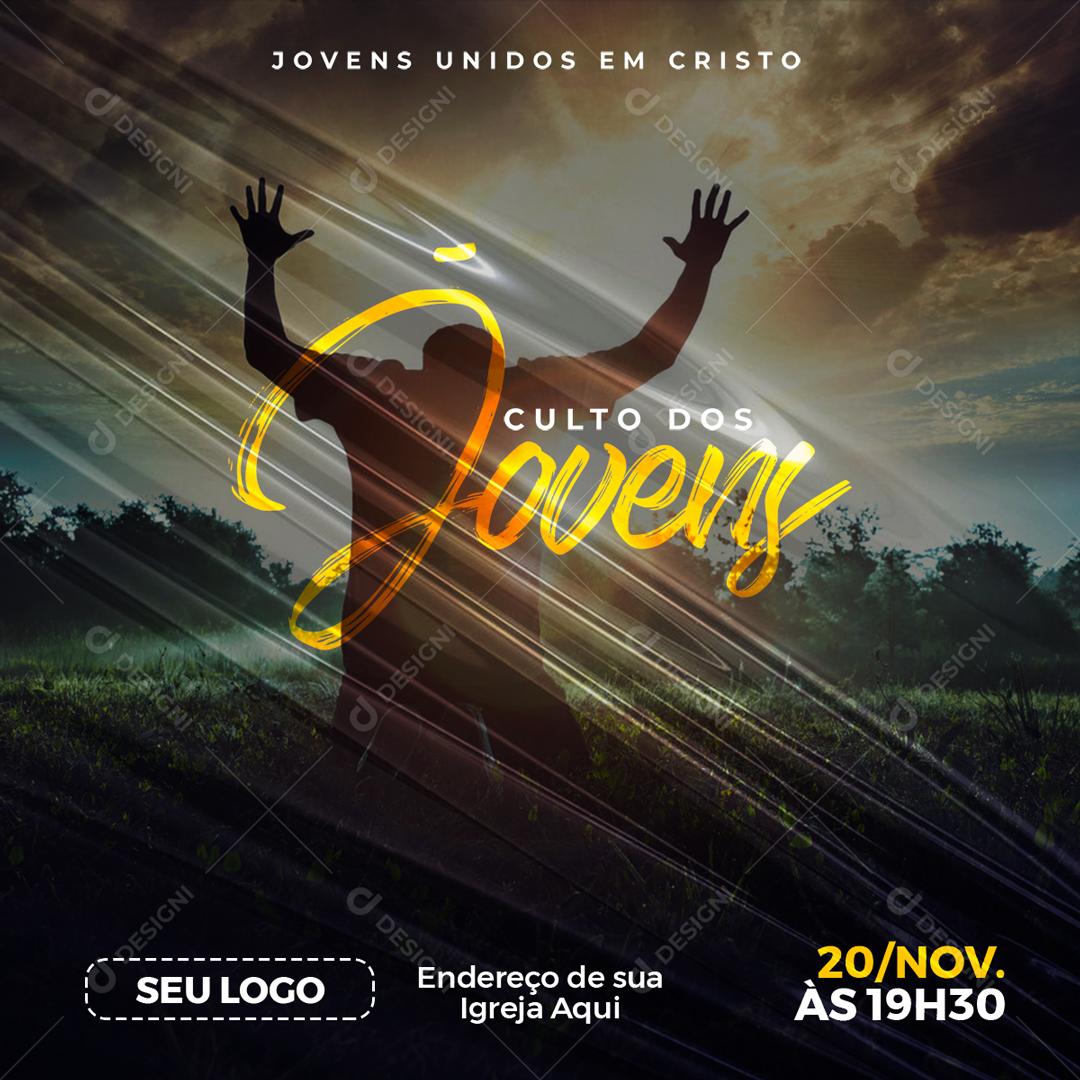 Culto Dos Jovens Jovem Unidos Em Cristo Social Media PSD Editável