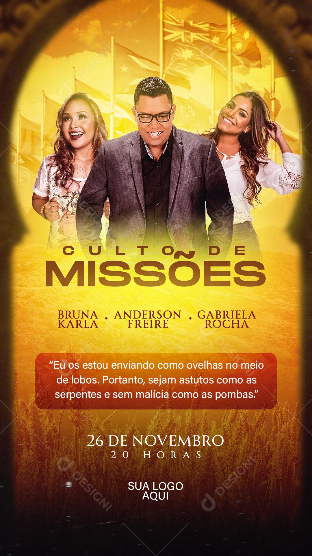 Feed Flayer Culto De Missões Social Media PSD Editável