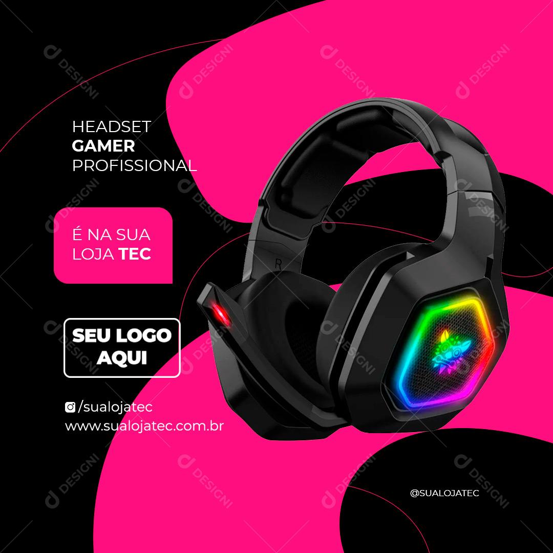 Social Media Loja Headset Gamer Profissional PSD Editável
