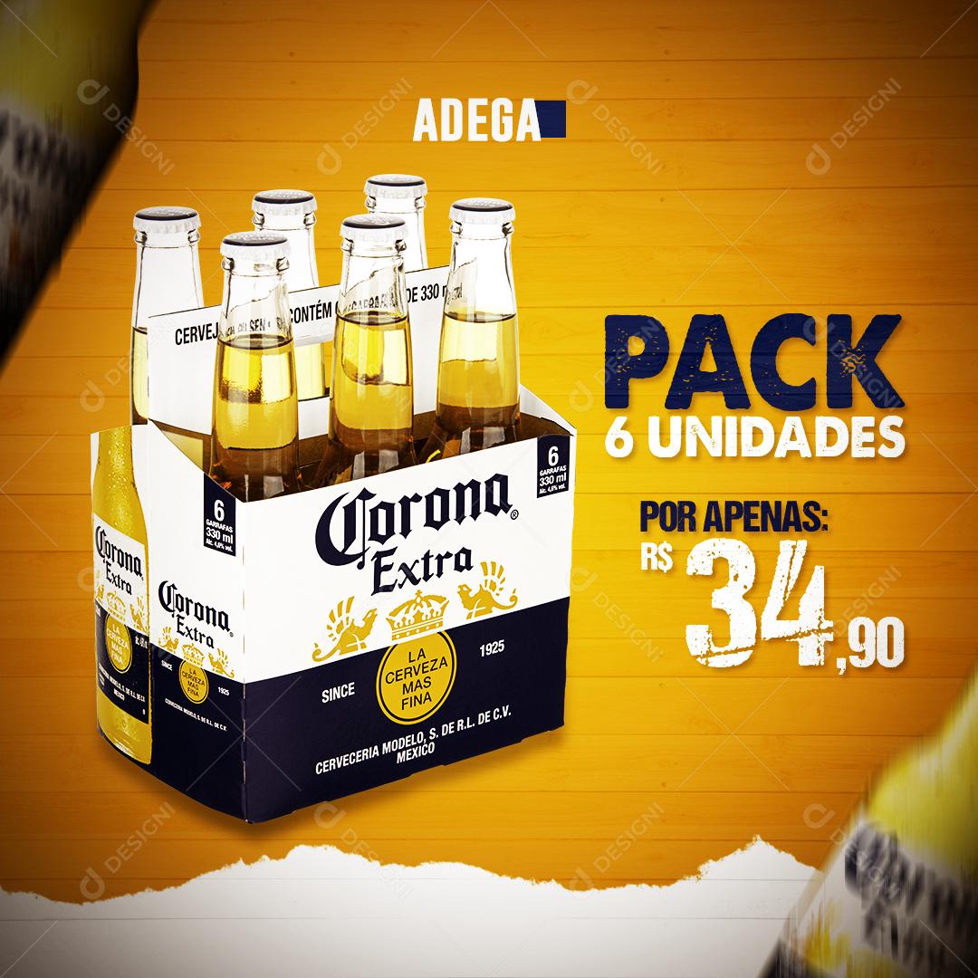 Pack Adega Corona Extra Social Media PSD Editável