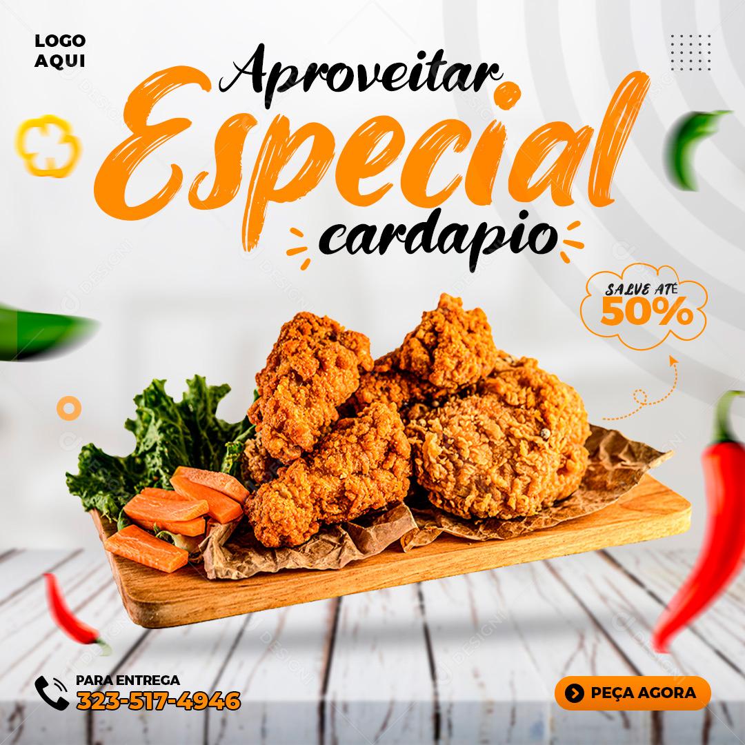 Social Media Aproveitar Especial Cardápio Combo Lanchonete PSD Editável