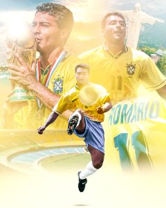 Flyer Jogador Futebol Romário Brasileiro Social Media PSD Editável