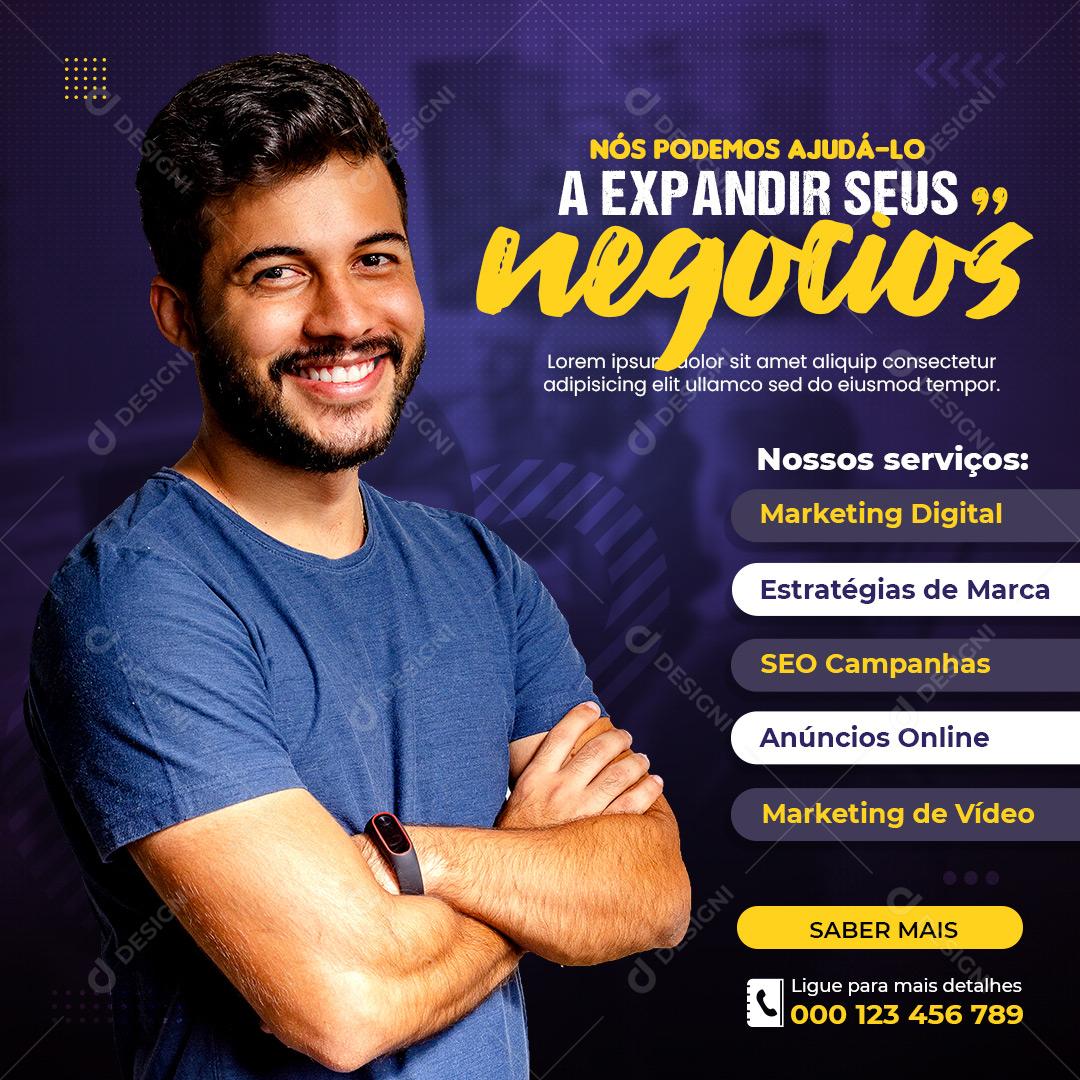 Social Media Marketings Podemos Ajuda-Lo A Expandir Seus Negocios PSD Editável