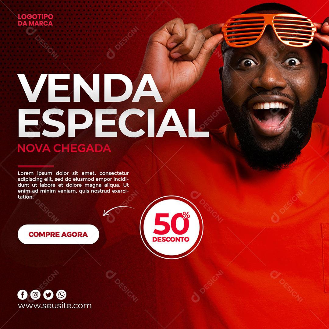 Lojas Social Media Venda Especial 50% Desconto PSD Editável