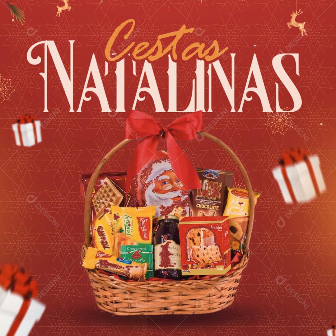 Cestas Natalinas lojas Supermercados Social Media PSD Editável