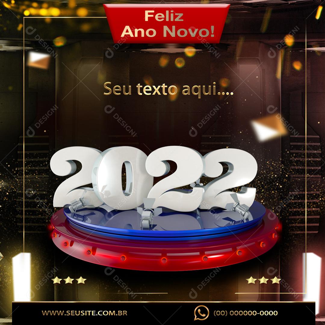 Selo 3D Para Composição 2022 Feliz Ano Novo PSD Editável