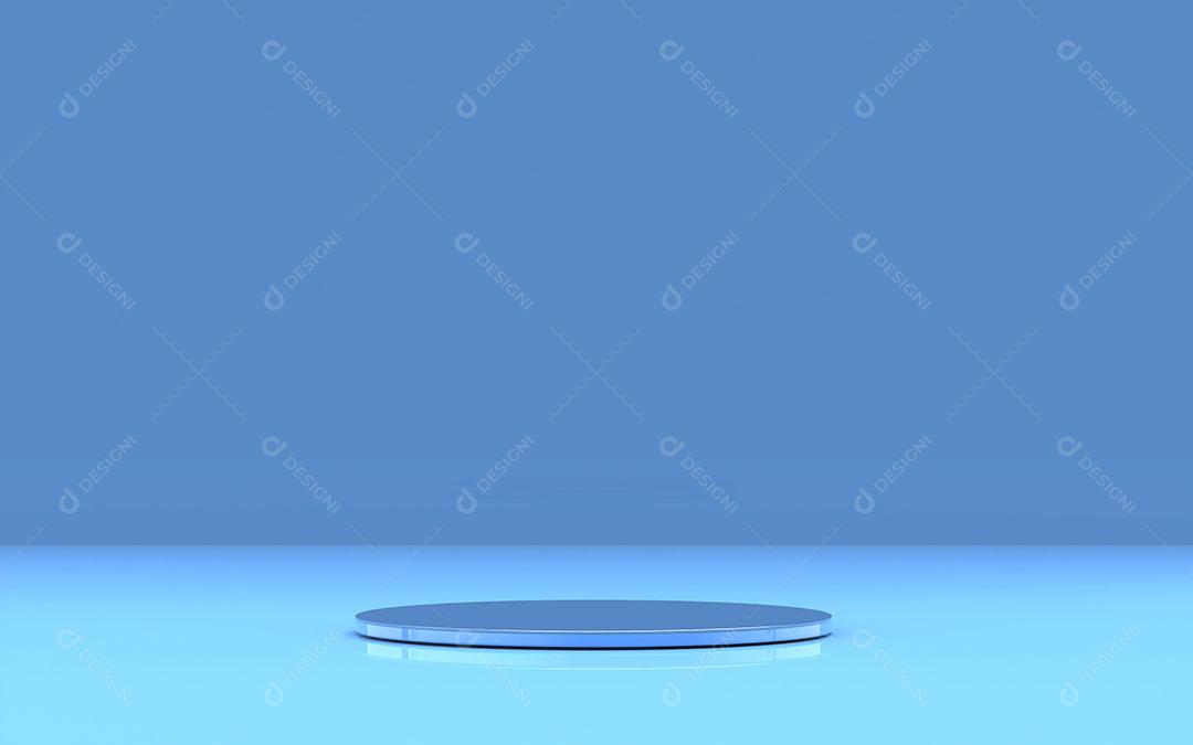 Pódio 3D Com Azul Metálico Vazio Brilhante para Propaganda de Produto e Maquete Imagem JPG