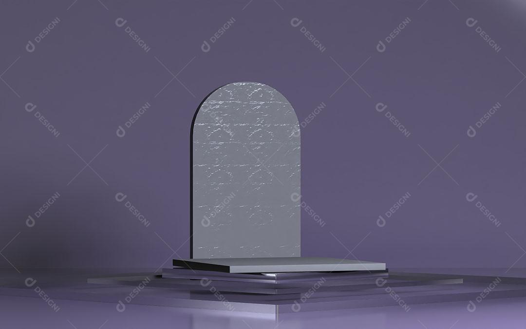 3d Pódio Quadrado Fundo Roxo Com Minimalismo de Pedra Permanente Imagem JPG