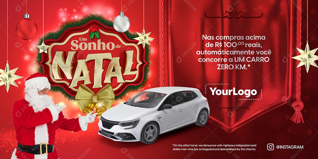 Post Sorteios Um Sonho De Natal Automóvel Social Media PSD Editável