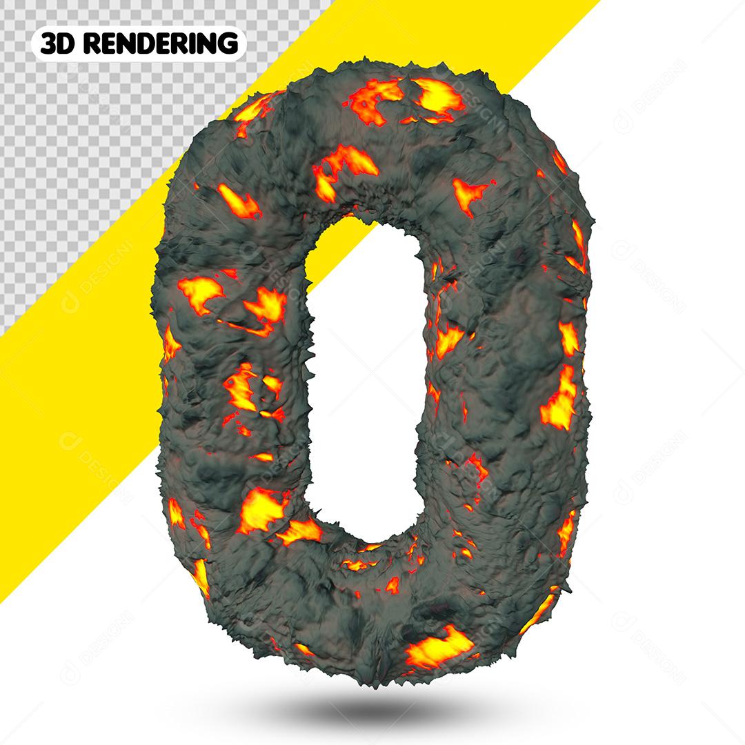 Elementos 3D Para Composição Número 0 Efeito De Explosão PSD Cor Editável