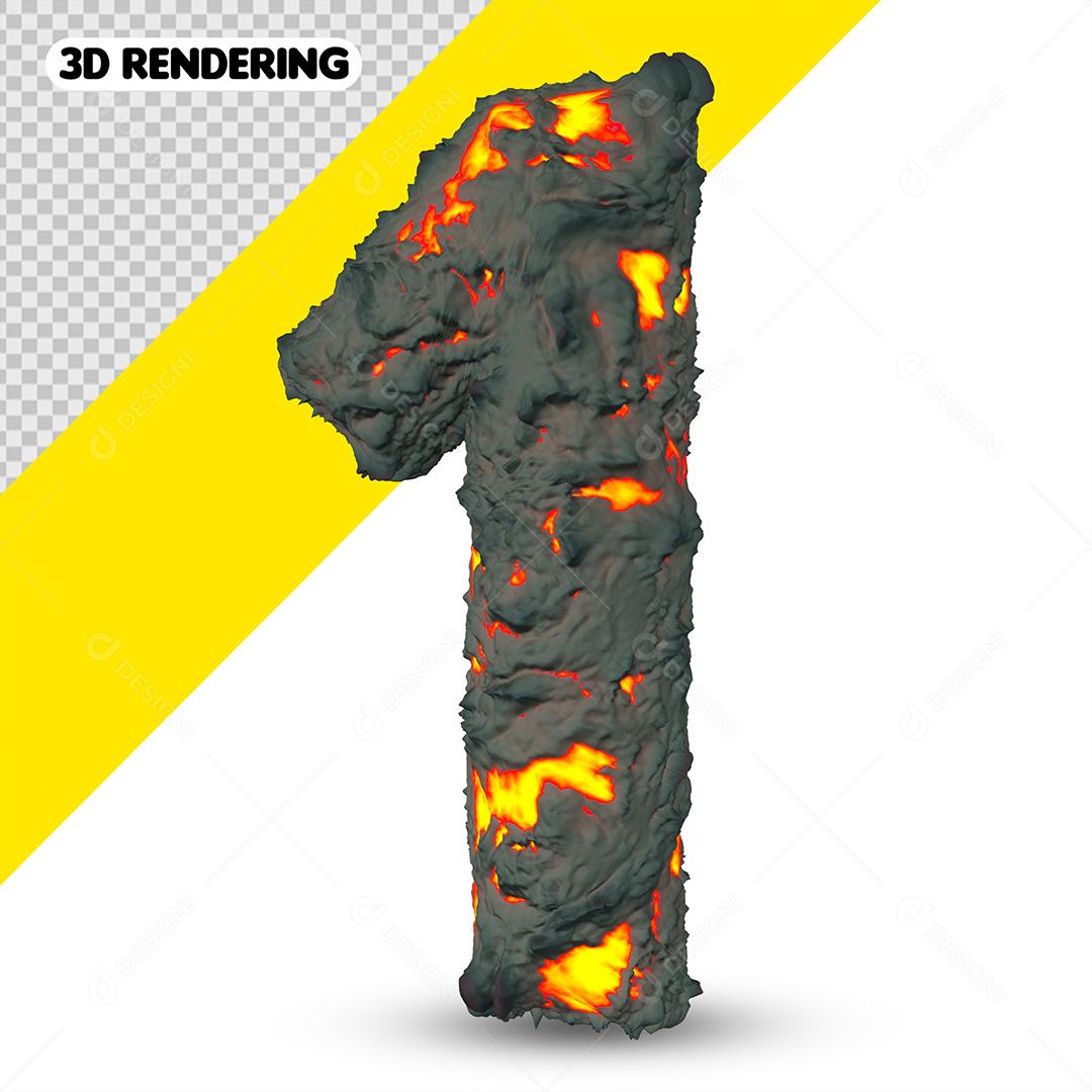 Elementos 3D Para Composição Número 1 Efeito De Explosão PSD Cor Editável