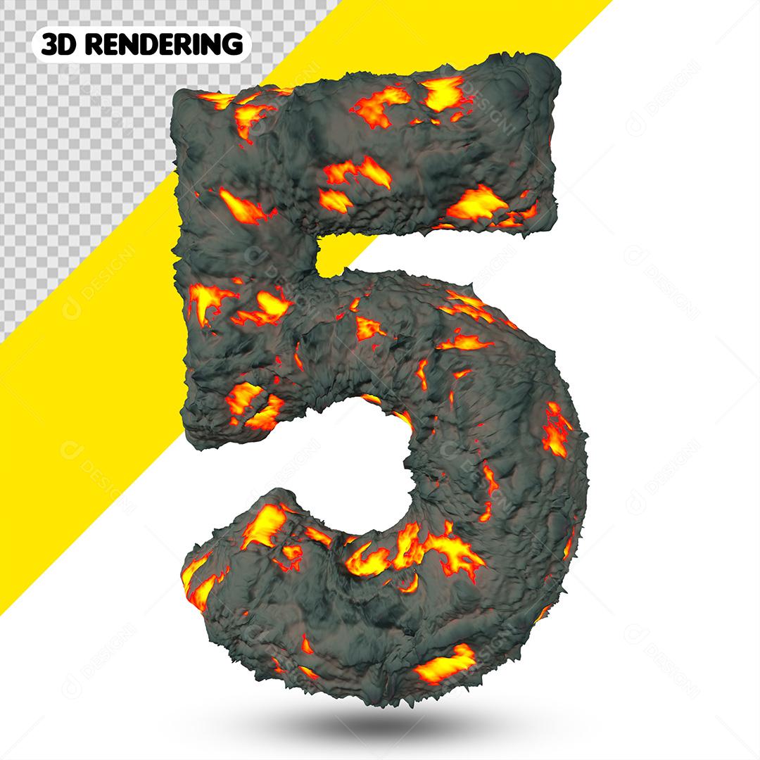 Elementos 3D Para Composição Número 5 Efeito De Explosão PSD Cor Editável
