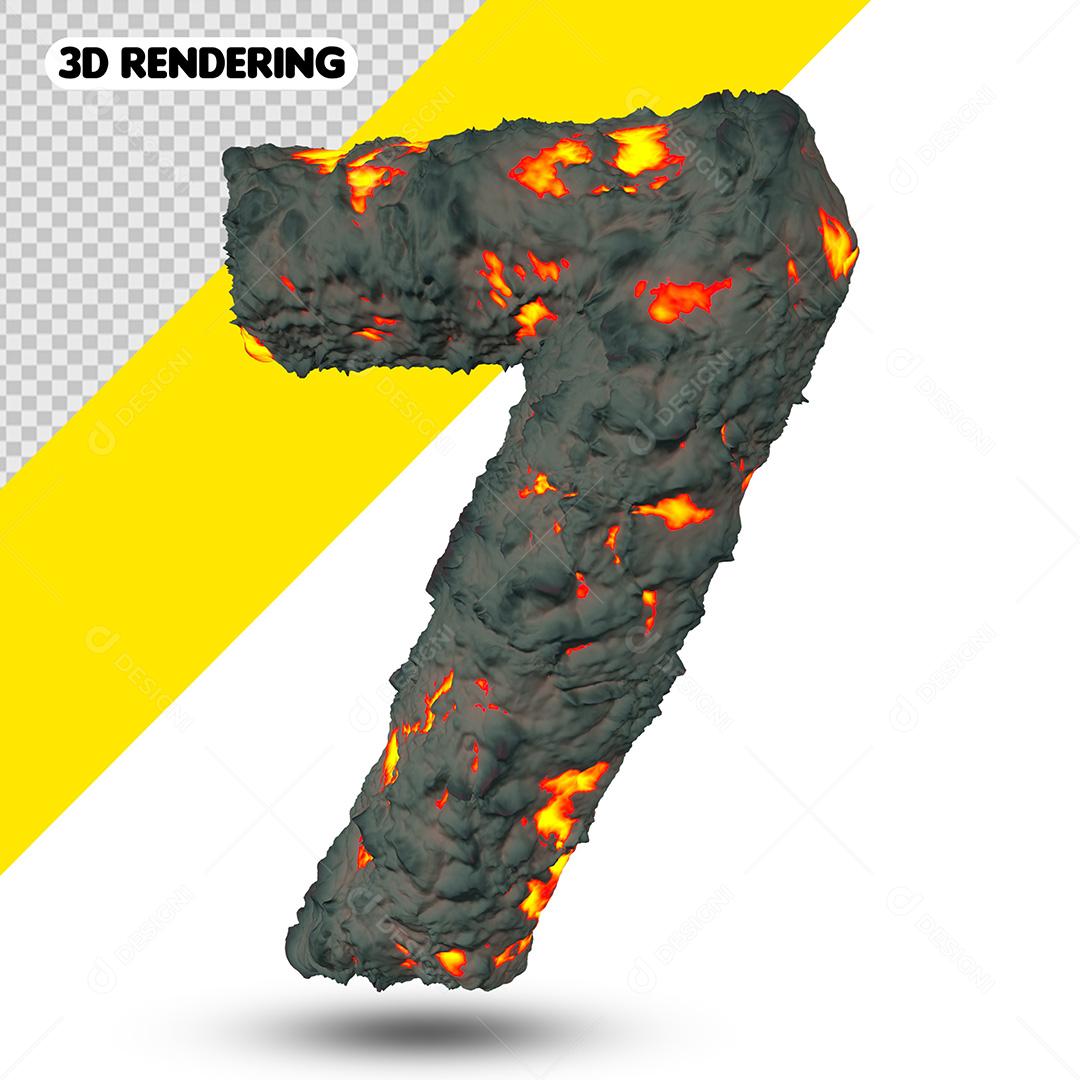 Elementos 3D Para Composição Número 7 Efeito De Explosão PSD Cor Editável