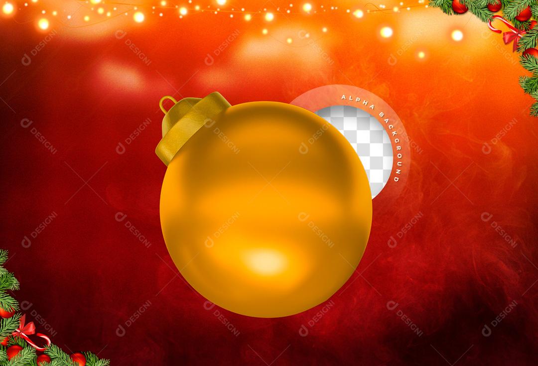 Elemento 3D Para Composição Bola De Natal Dourada PNG Transparente Sem Fundo