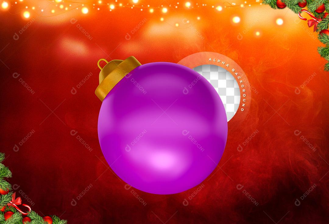 Elemento 3D Para Composição Bola De Natal Lilás PNG Transparente Sem Fundo