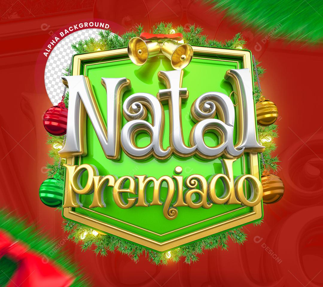 Brasão Verde Natalino Natal Premiado Selo 3D Para Composição PSD
