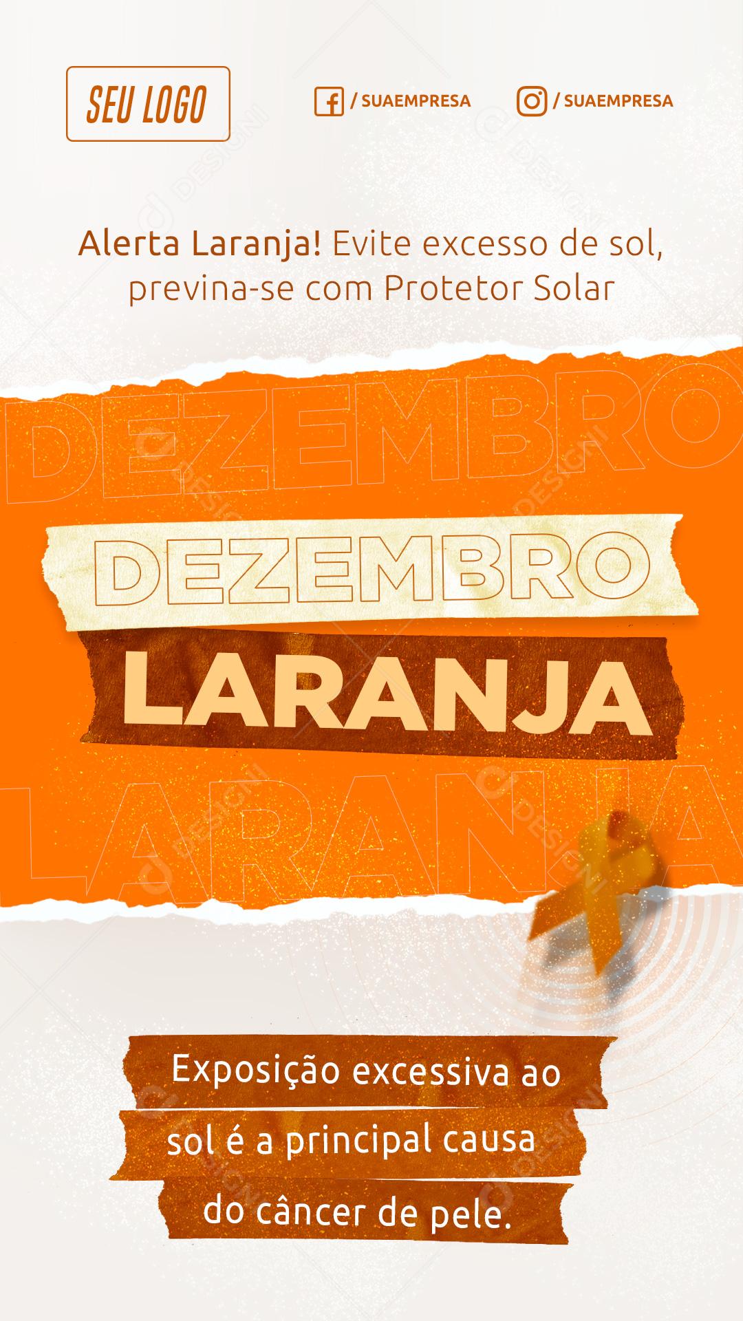 Dezembro Laranja Evite Excesso De Sol Social Media PSD Editável