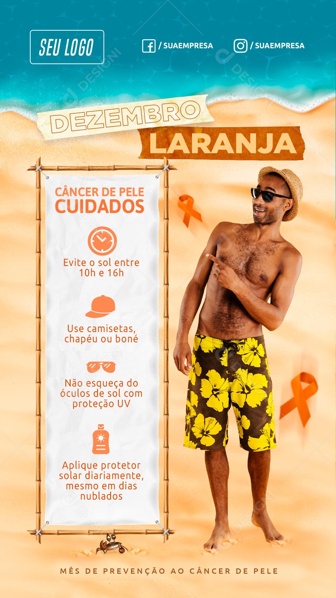 Dezembro Laranja Câncer De Pele Cuidados Social Media PSD Editável