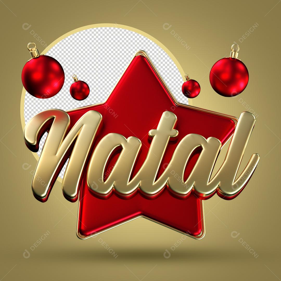 Selo 3D Estrela De Natal Promoção PSD Editável