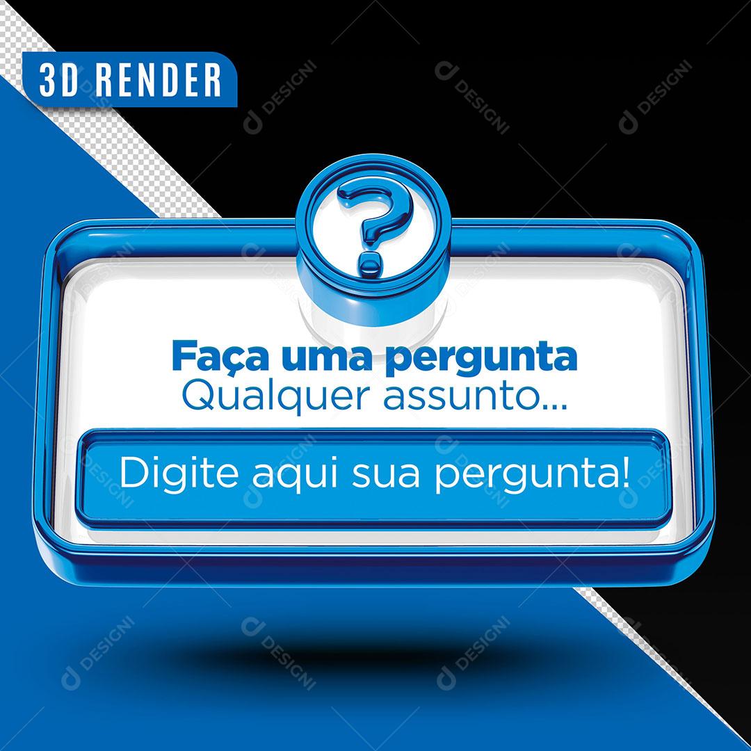 Elemento 3D Azul Redes Sociais Caixas De Perguntas Instagram PSD Editável