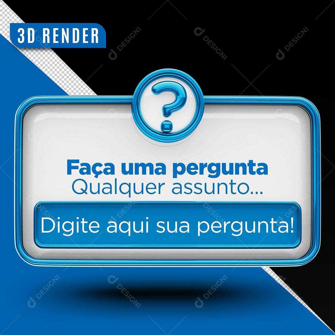 Elemento 3D Azul Caixas De Perguntas Instagram Redes Sociais PSD Editável