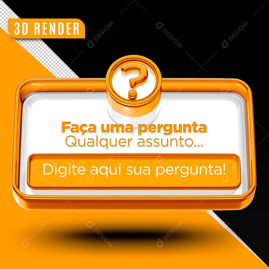 Elemento 3D Laranjado Caixas De Perguntas Redes Sociais Instagram PSD Editável
