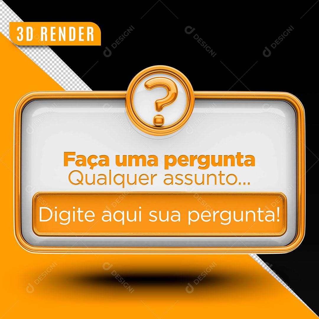 Elemento 3D Laranjado Caixas De Perguntas Instagram Redes Sociais PSD Editável