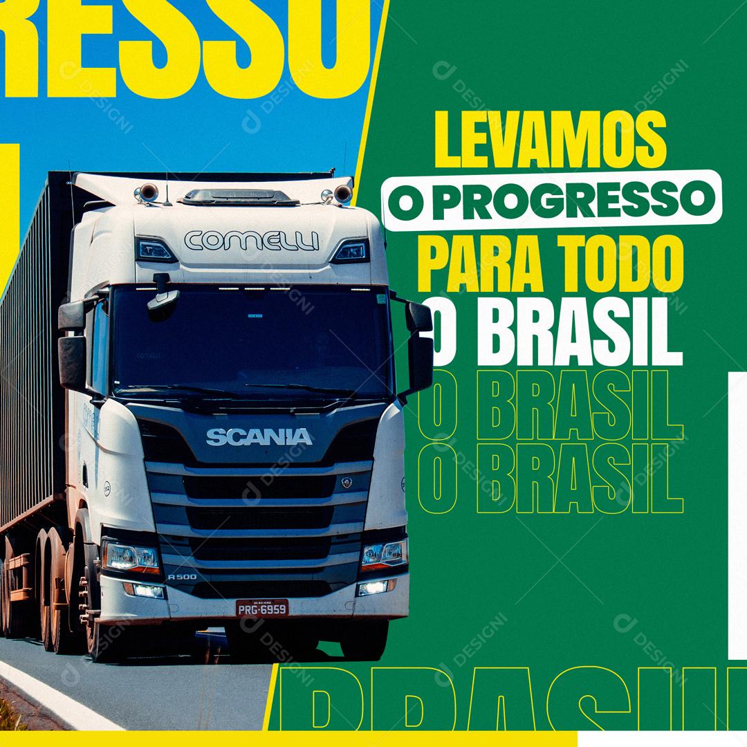 Levamos O Progresso Para Todo Brasil Social Media PSD Editável
