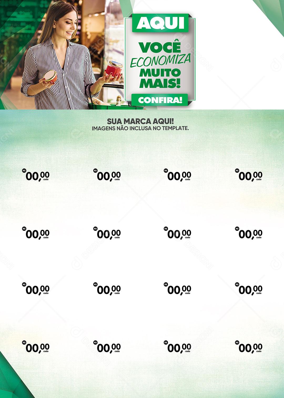 Social Media Encarte Supermercado Aqui Voçe Economiza Muito Mais PSD Editável