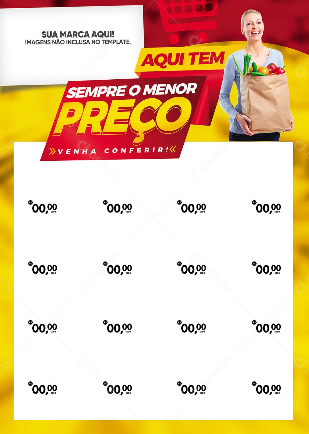 Encarte Social Media Supermercado Sempre O Menor Preço PSD Editável