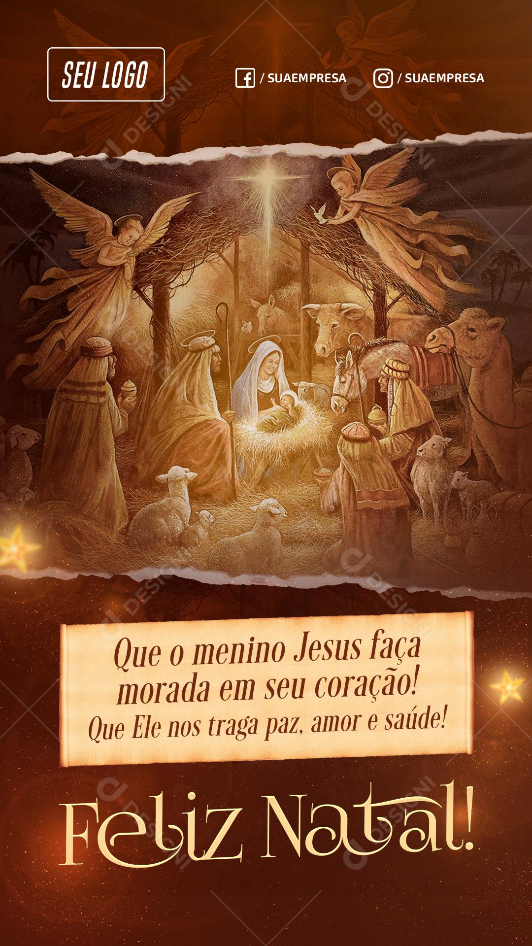 Que o Menino Jesus Faça Pousada Em Seu Coração Natal Social Media PSD Editável