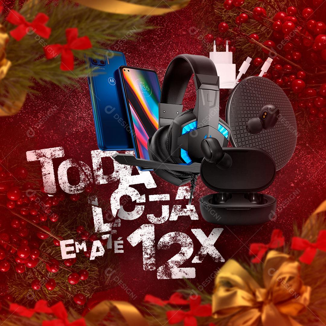 Social Media Lojas Eletrônicas Com Até 12X PSD Editável