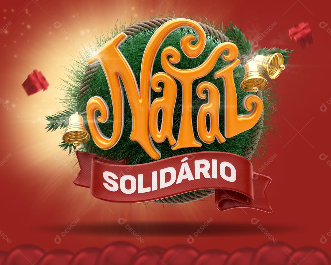 Selo 3D Para Composição Natal Solidário PSD Editável
