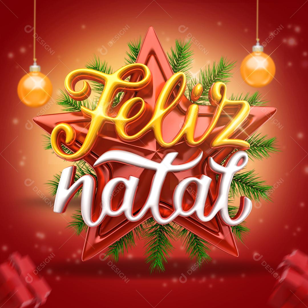 Selo 3D Para Composição Feliz Natal PSD Editável