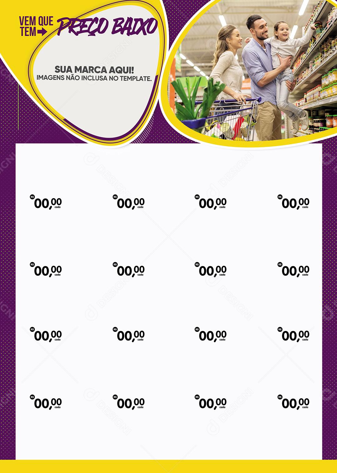 Encarte Social Media Supermercado Vem Que Tem Preço Baixo PSD Editável