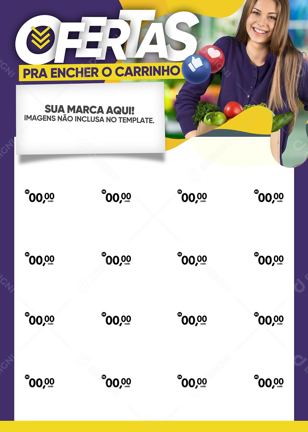 Encarte Social Media Supermercado Ofertas Para Encher O Carrinho PSD Editável
