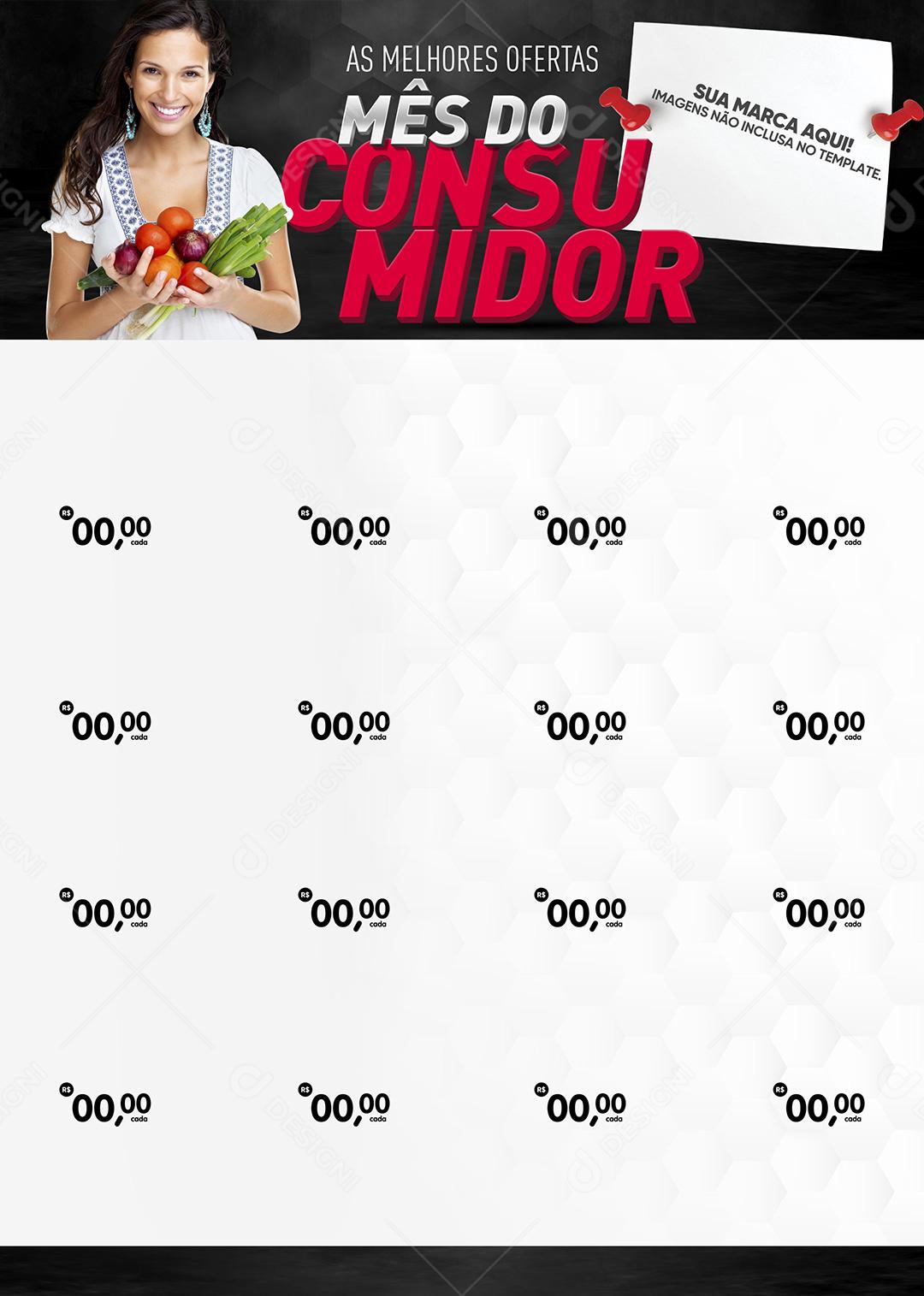 Encarte Social Media Supermercado Mês Do Consumidor PSD Editável