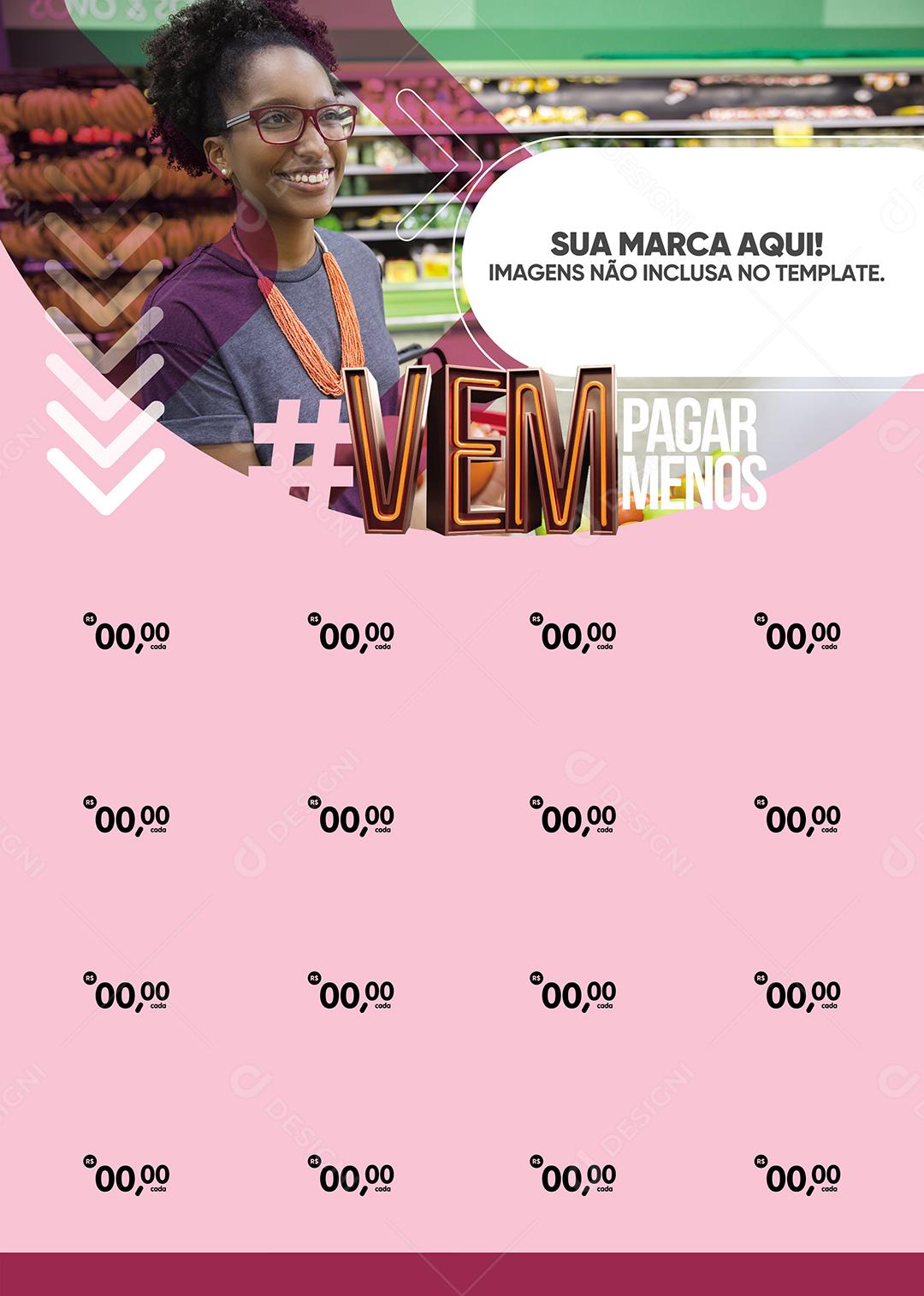 Encarte Social Media Supermercado Vem Paga Menos PSD Editável