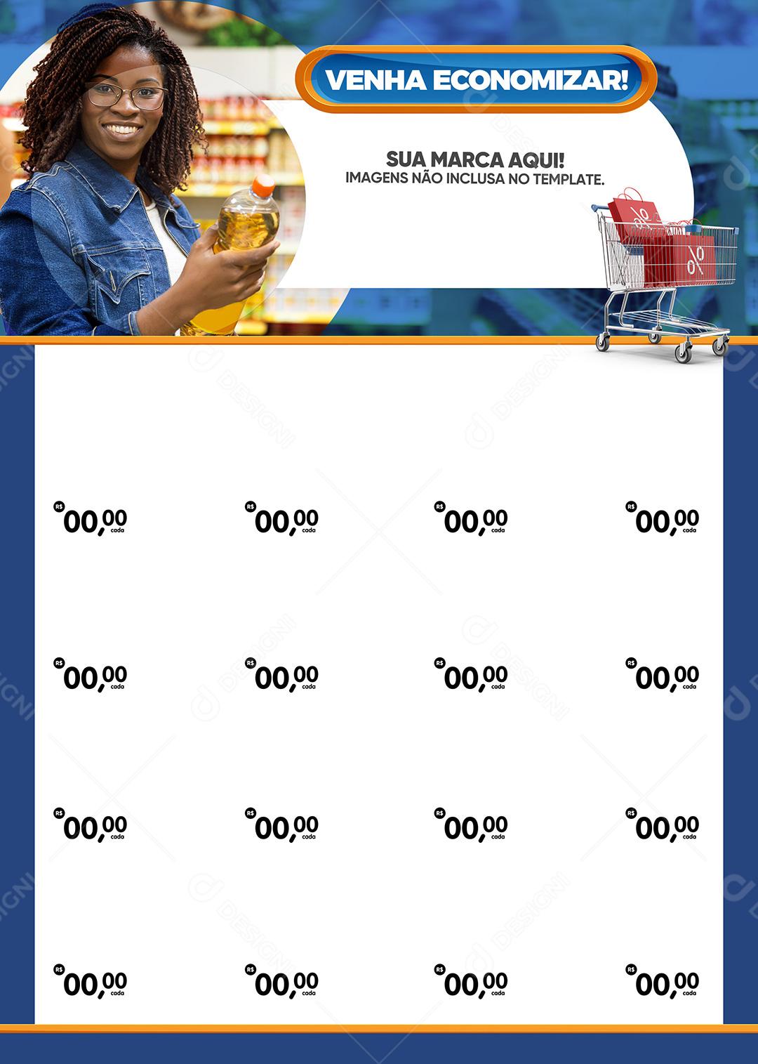 Encarte Social Media Supermercado Venha Economizar PSD Editável