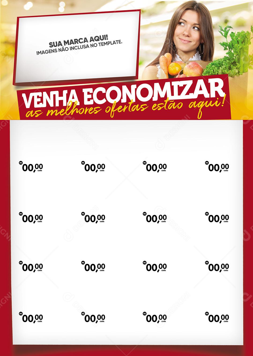 Encarte Social Media Supermercado Venha Economizar PSD Editável