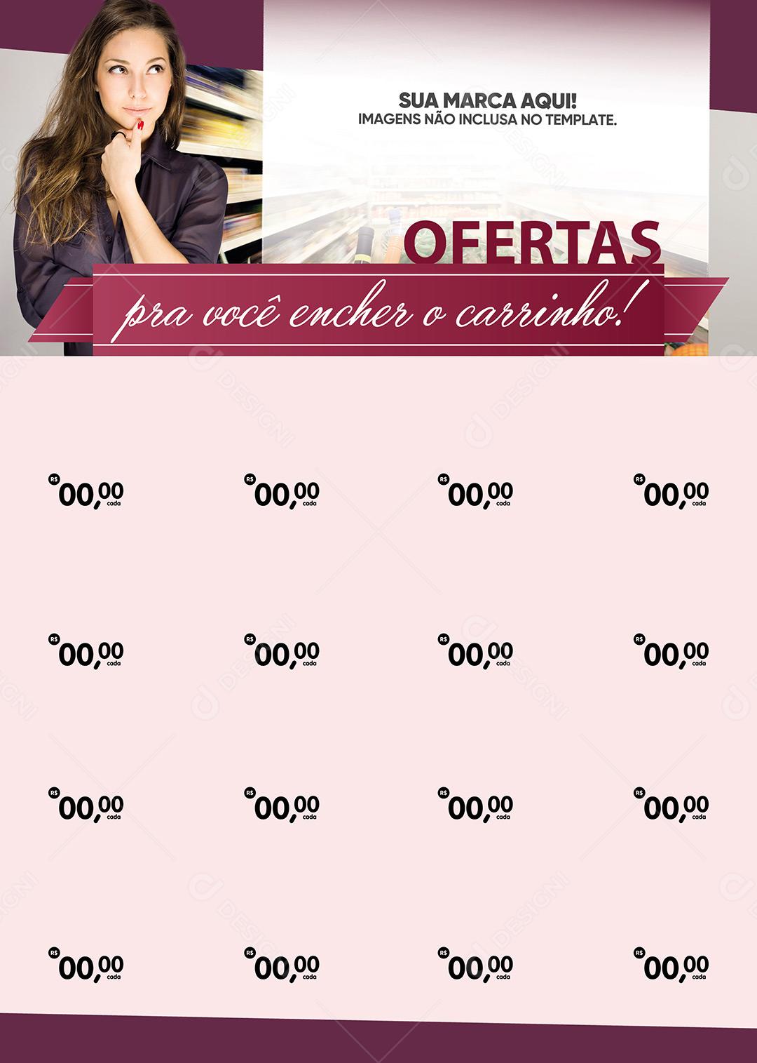 Encarte Social Media Supermercado Ofertas Pra Você Encher O Carrinho PSD Editável