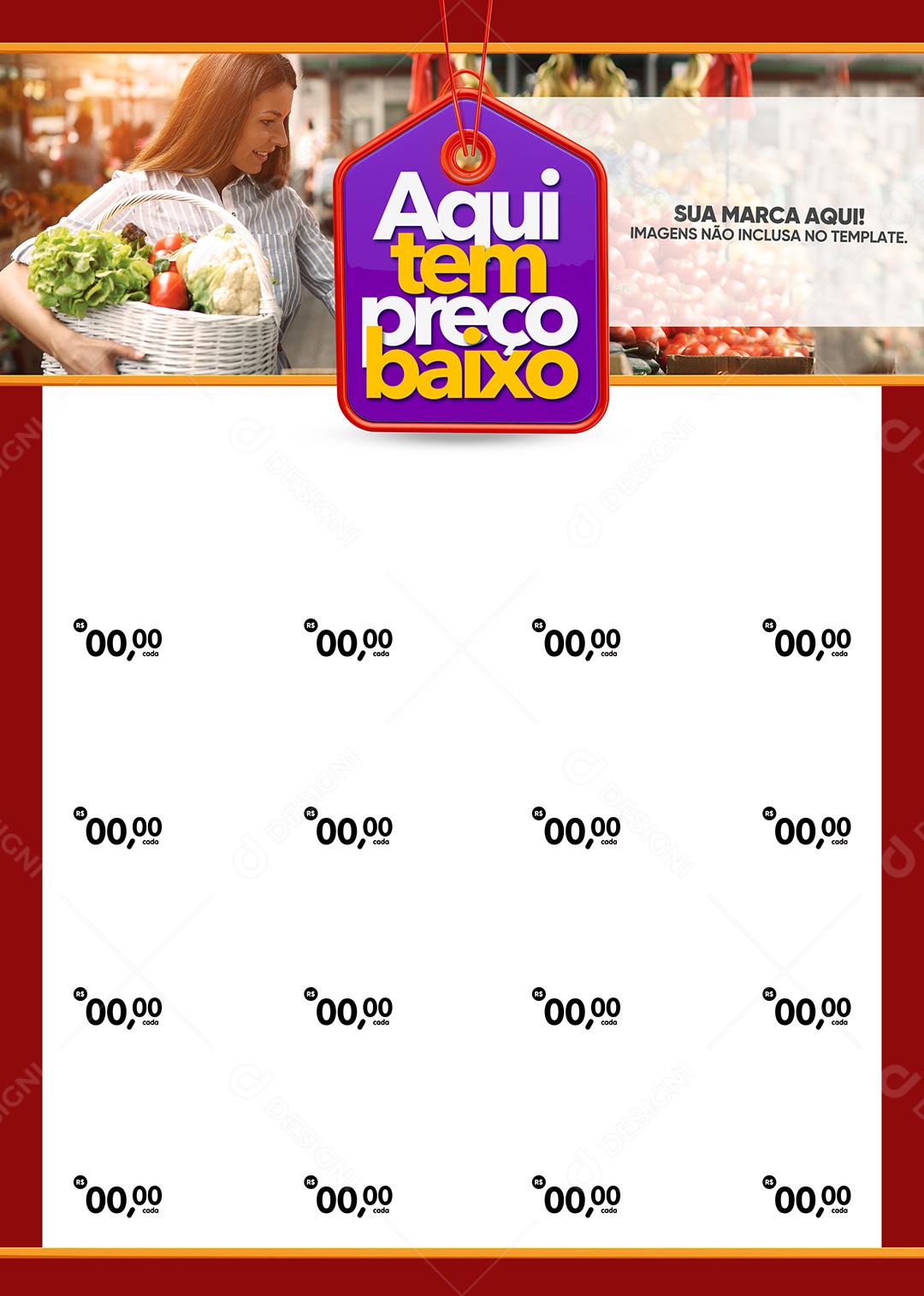 Encarte Social Media Supermercado Aqui Tem Preço Baixo PSD Editável