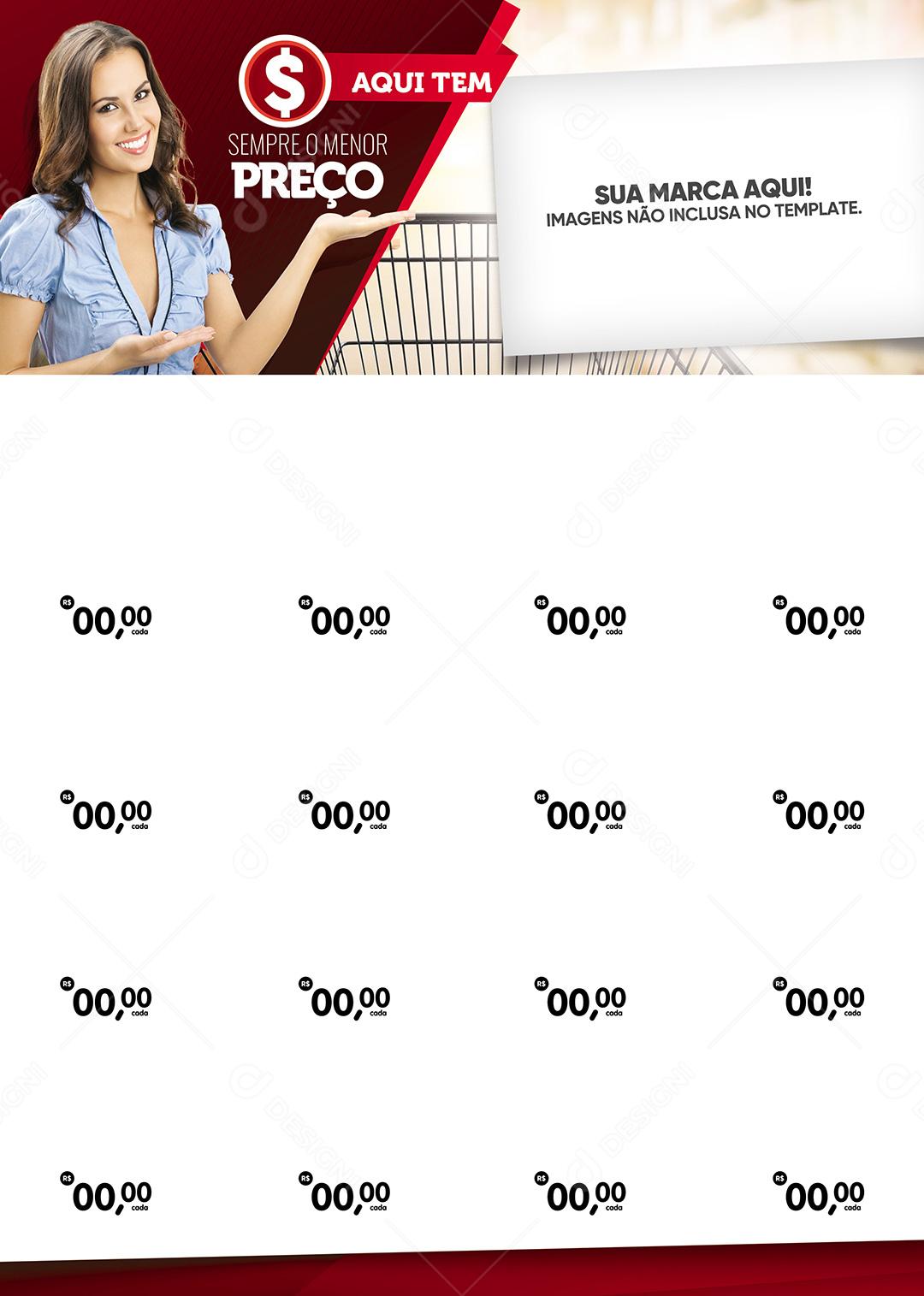 Encarte Social Media Supermercado Sempre O Menor Preço PSD Editável