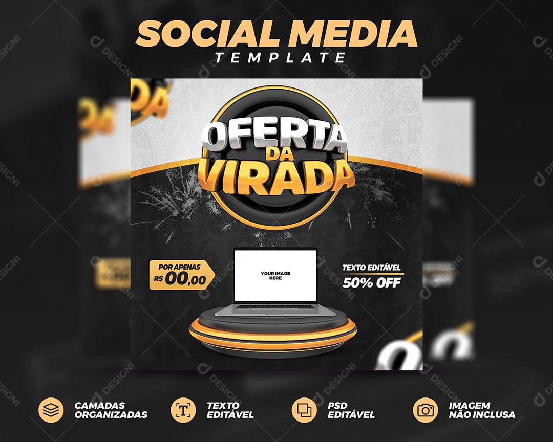Post Feed Loja Oferta da Virada Produtos Eletrônicos Social Media PSD Editável