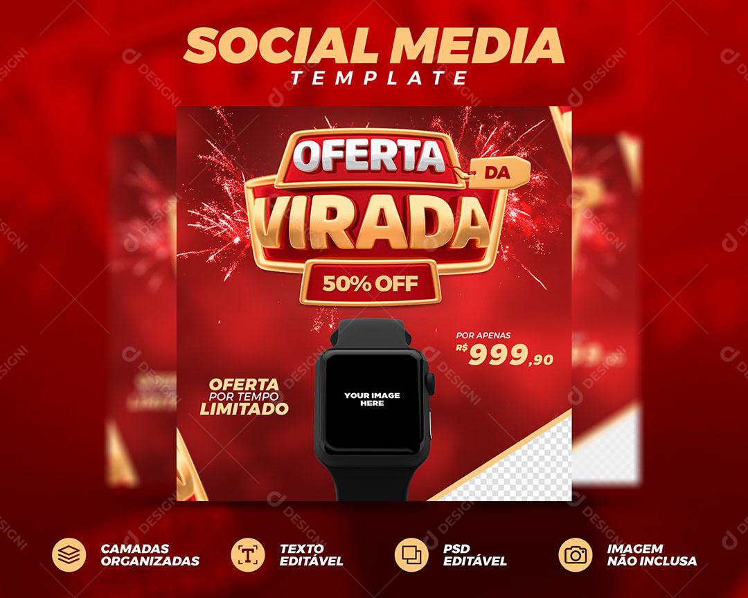 Post Feed Loja Oferta da Virada Produtos Eletrônicos Social Media PSD Editável