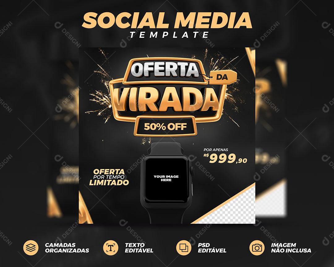 Post Feed Loja Oferta da Virada Produtos Eletrônicos Social Media PSD Editável